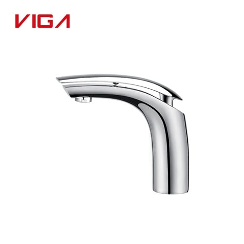 White and Chrome Bathroom Sink Faucet Single Lever Basin Mixer