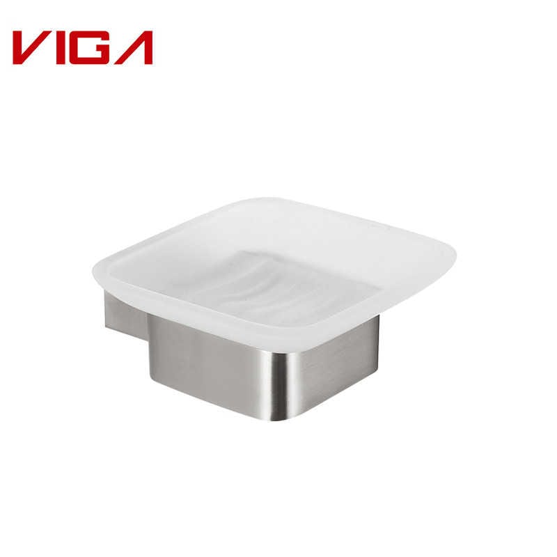 High Quality Stainless Steel 304 Glass Soap Dish Holder Modern Design Bathroom accessories In Brushed Finished