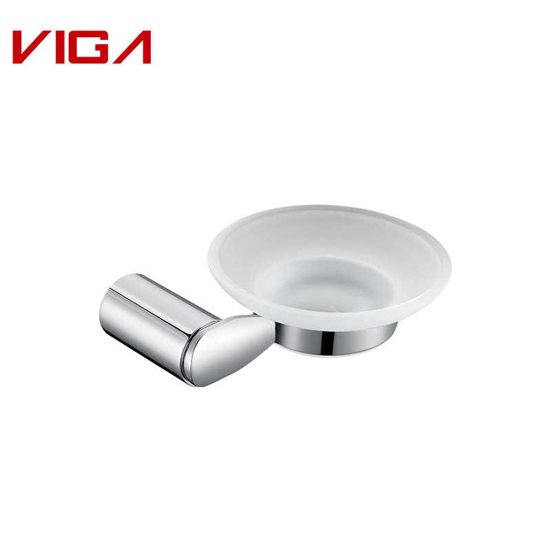 VIGA FAUCET, Soap Dish Holder For Bathroom, ทองเหลือง, Chrome Plated