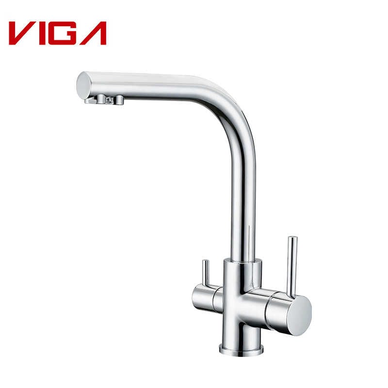 VIGA FAUCET, Kitchen Mixer with Filter, Messing, Verchromt