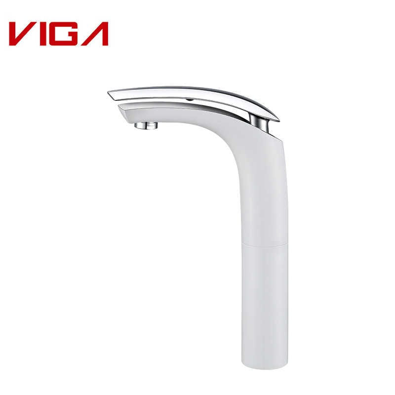 VIGA FAUCET, Single Handle Basin Mixer, Bathroom Sink Faucet, Basin Tap, Brass, Chrome and White