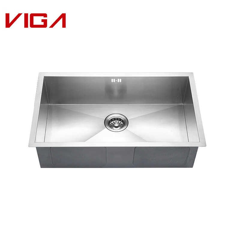 VIGA Faucet, Stainless Steel SUS#304 Square Single Kitchen Sink, Brushed Nickle