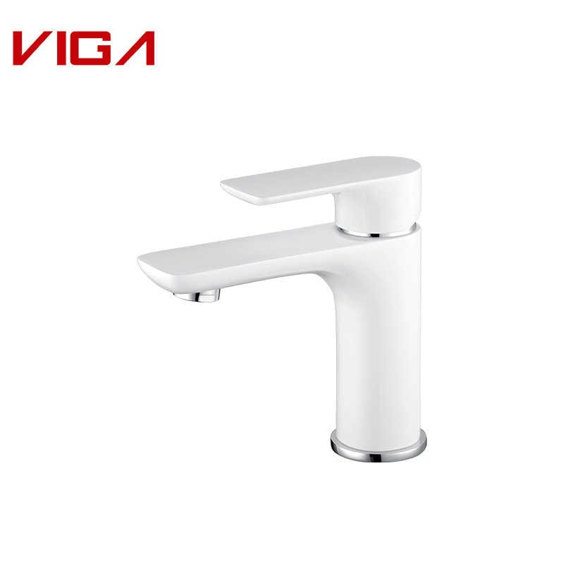 Single Handle Basin Mixer, Bathroom Sink Faucet, Basin Tap, Brass, Chrome and White
