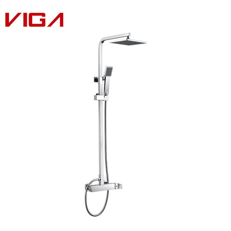 VIGA Shower Column Set, Shower Faucet Column Set In Bathroom, Brass, Krómozott