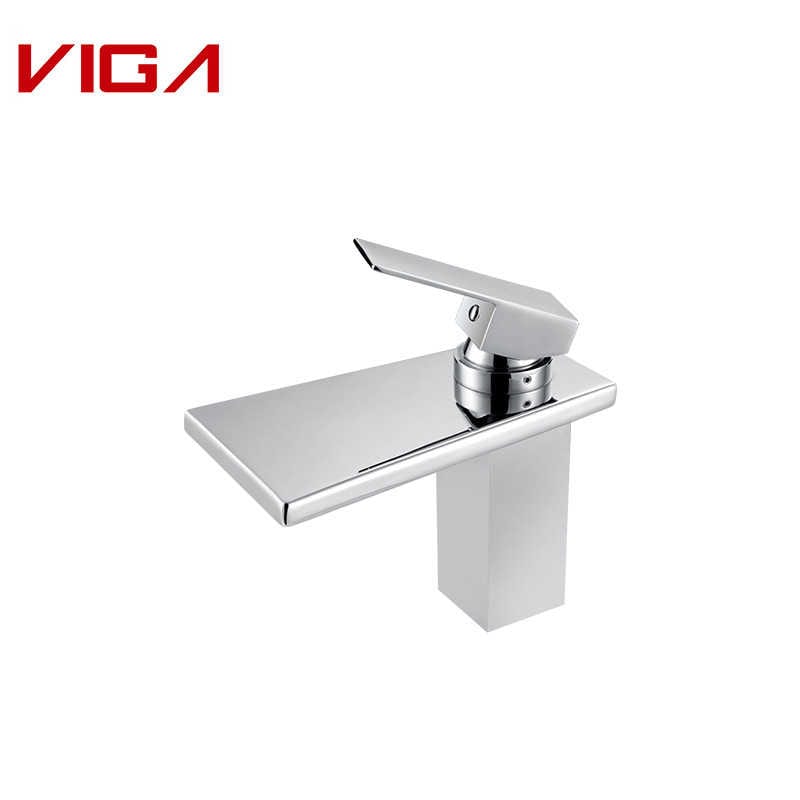Waterfall Basin Mixer, Waterfall Faucet for Bathroom, Brass, Chrome Plated