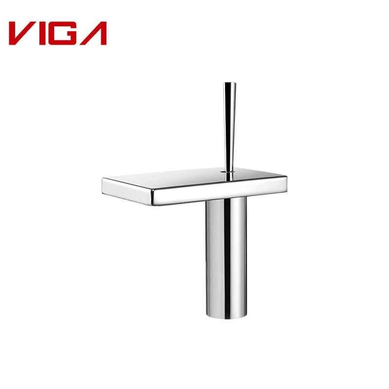 Waterfall Basin Mixer, Faucet ystafell ymolchi, Pres, Chrome Plated