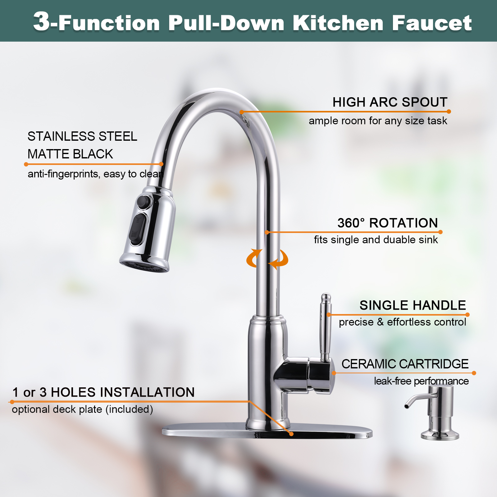 Fancy stainless steel pull down kitchen sink mixer tap - Kitchen Faucet - 4