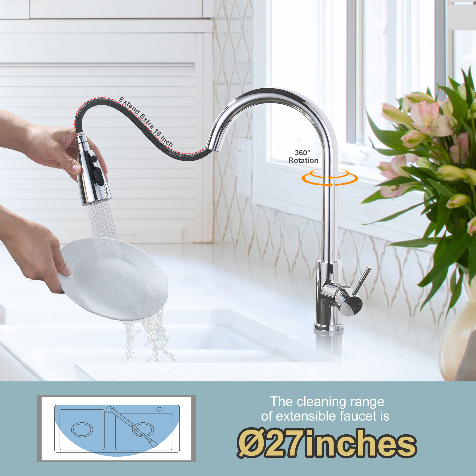 Stainless steel 304 faucet for kitchen household - Kitchen Faucet - 2