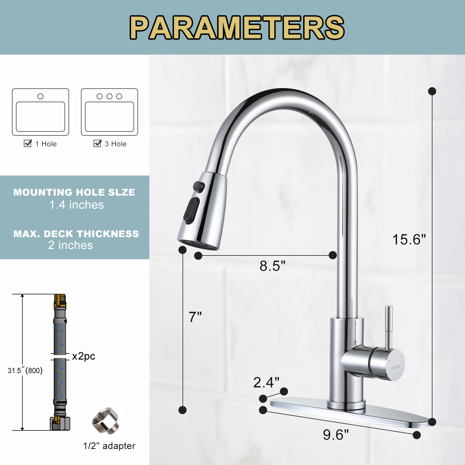 Stainless steel 304 faucet for kitchen household - Kitchen Faucet - 6