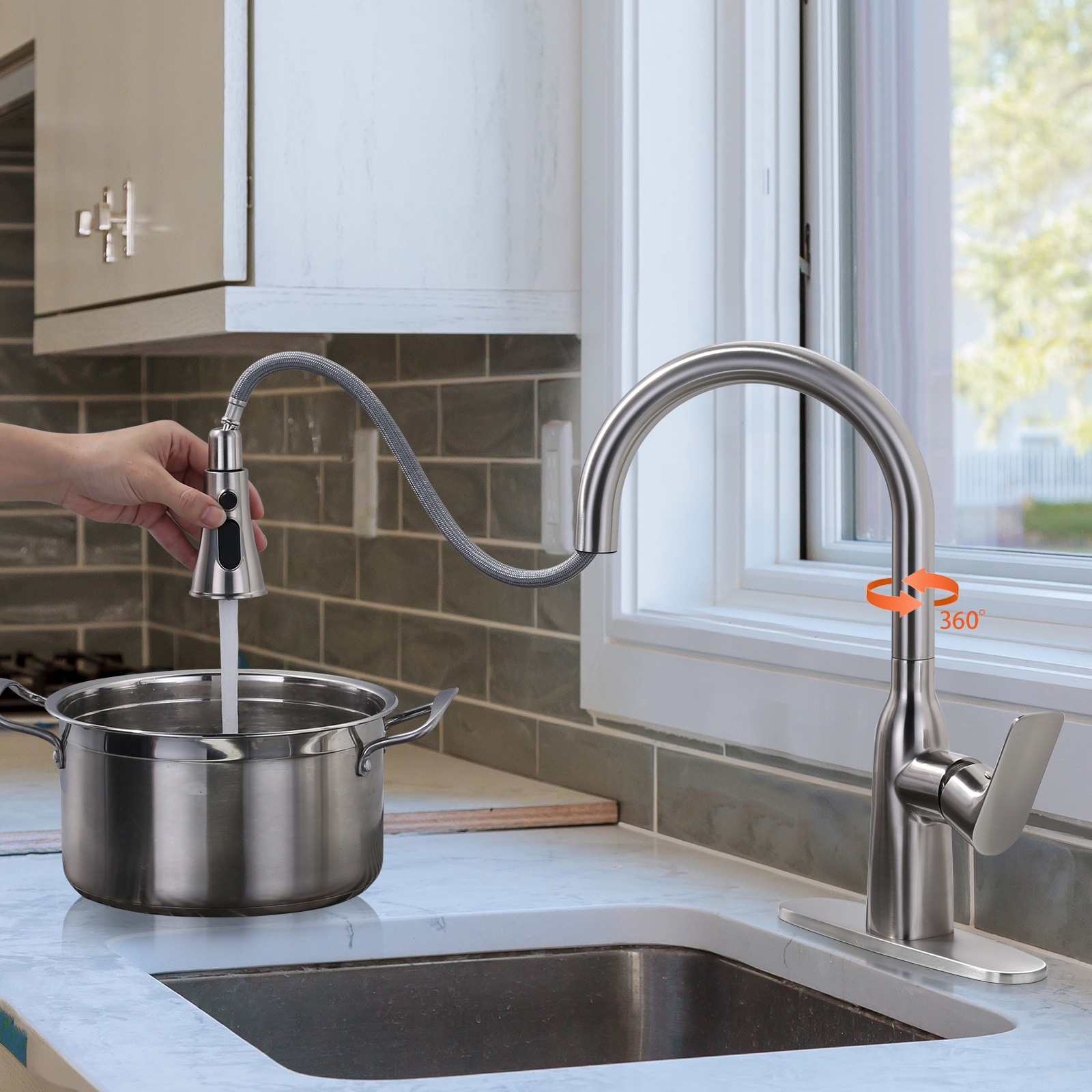 Flexible pull down kitchen faucet tap - Kitchen Faucet - 1