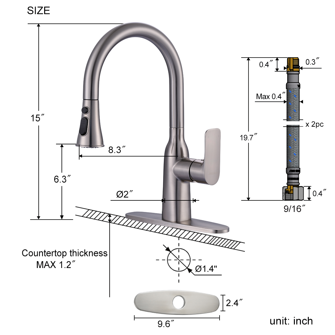 Flexible pull down kitchen faucet tap - Kitchen Faucet - 5