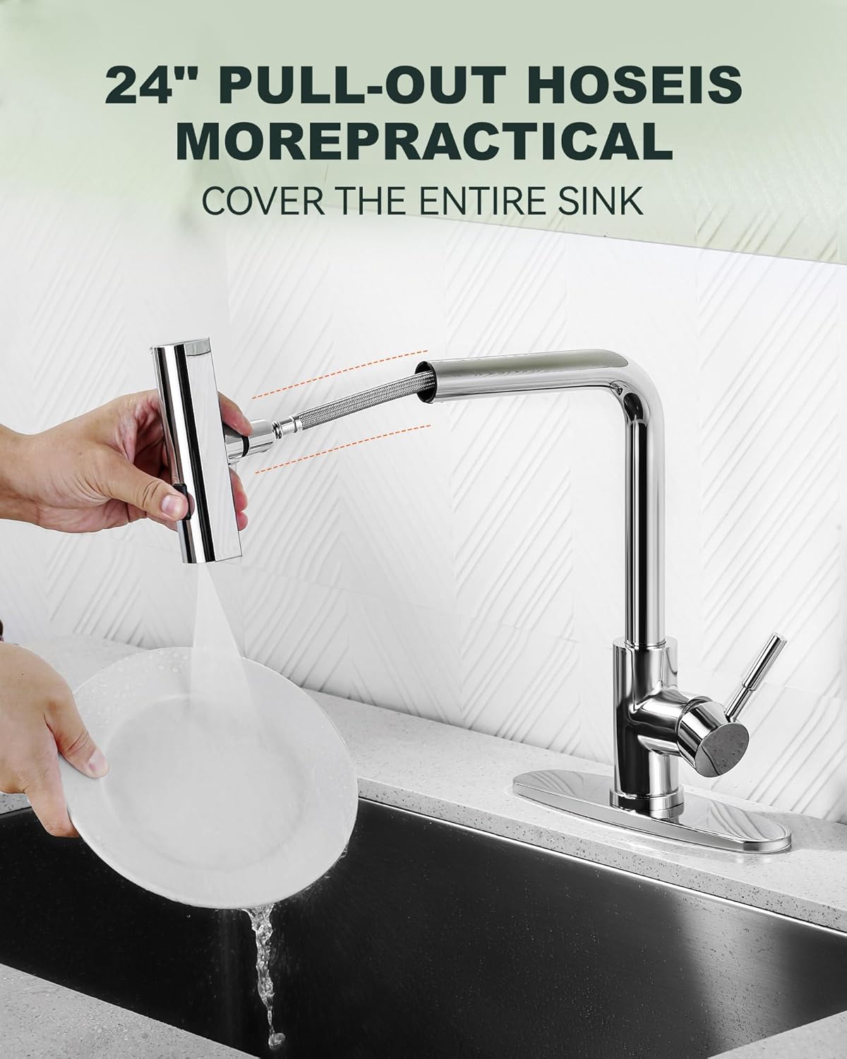 24'' pull out kitchen sink mixer tap - Kitchen Faucet - 1